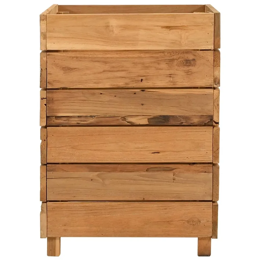 Lit surélevé 50x40x55 cm bois de teck recyclé et acier - 4