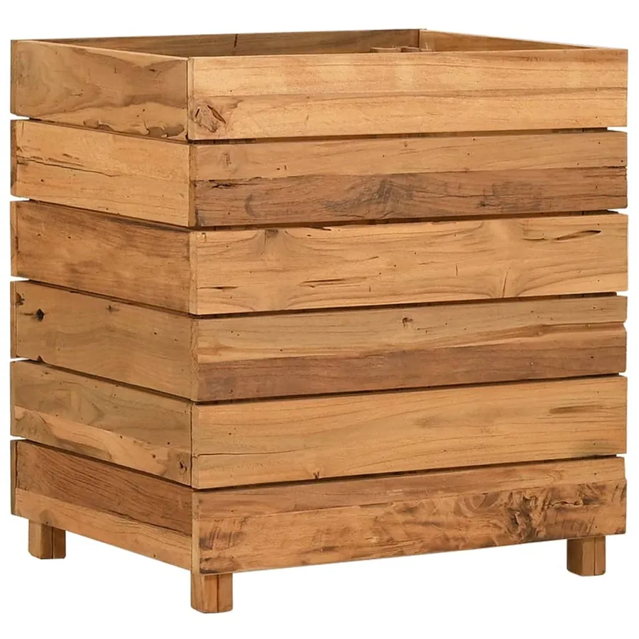 Lit surélevé 50x40x55 cm bois de teck recyclé et acier - 9