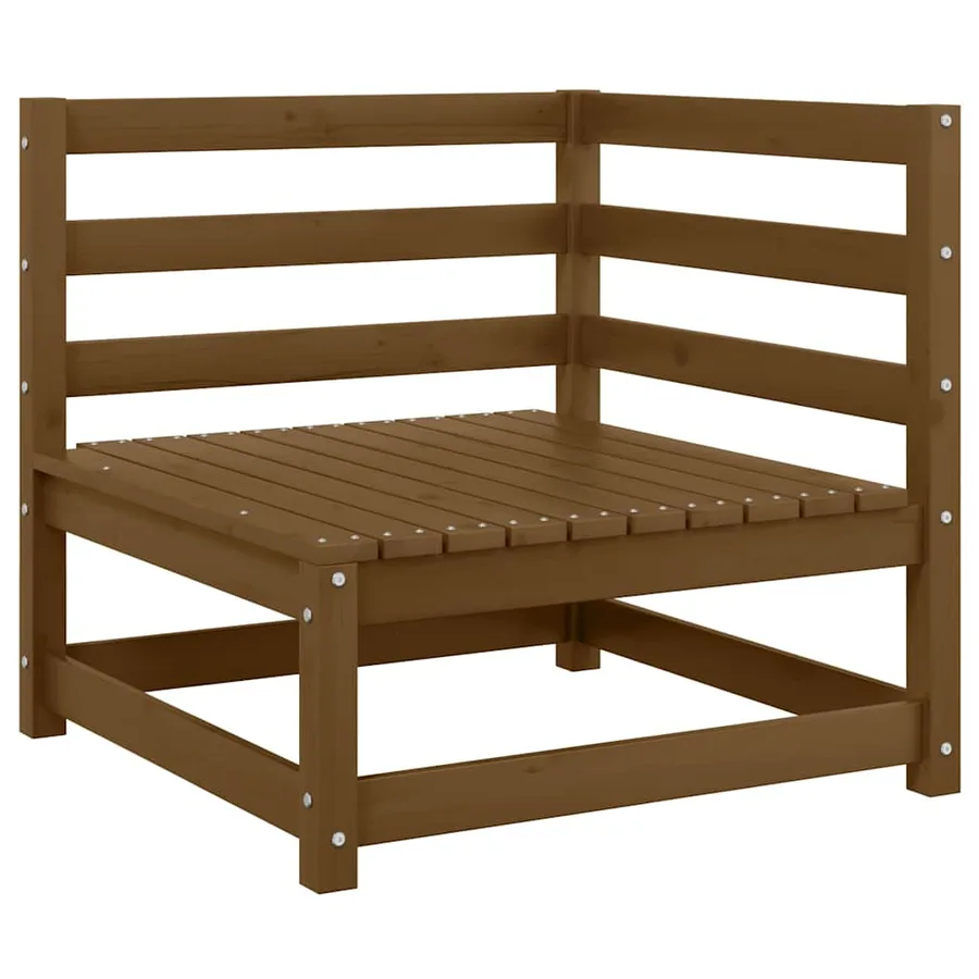 Canapé d'angle de jardin avec coussins crème Bois de pin massif - 4