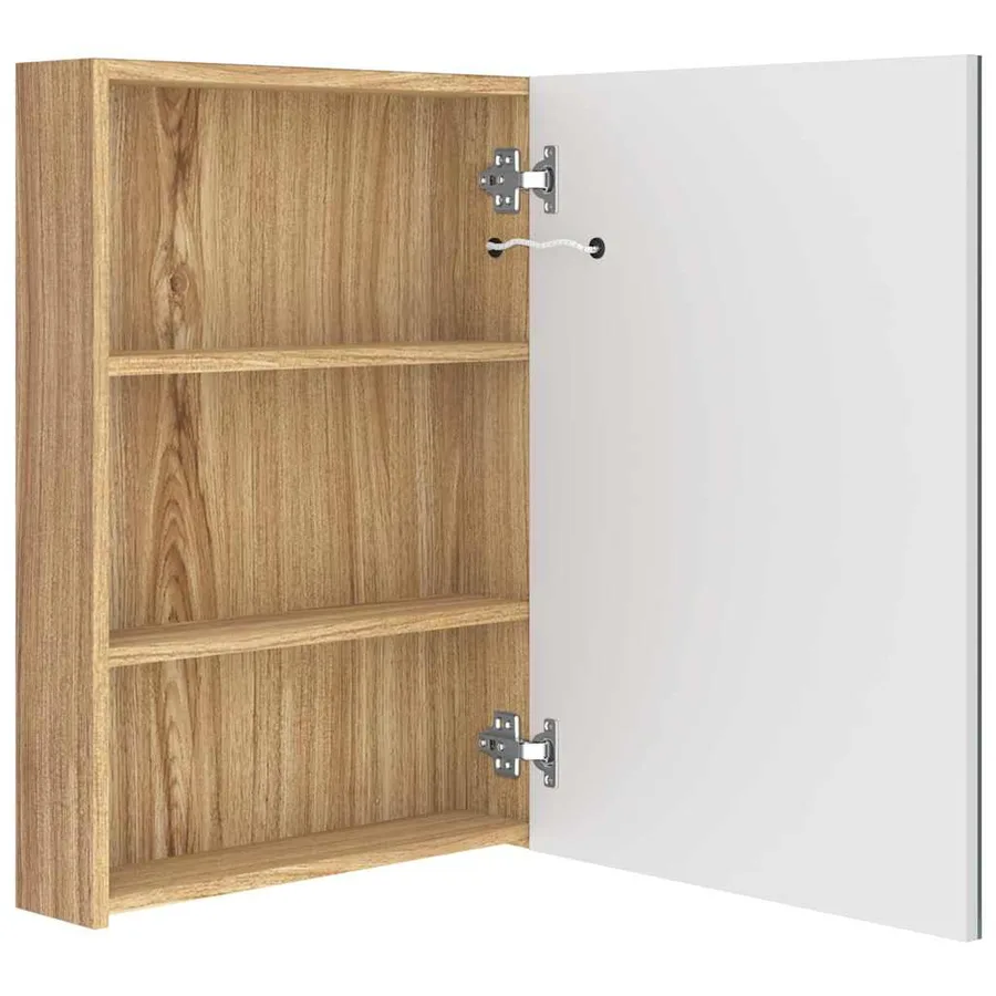 Armoire de salle de bain à miroir LED blanc et chêne 50x13x70cm - 5