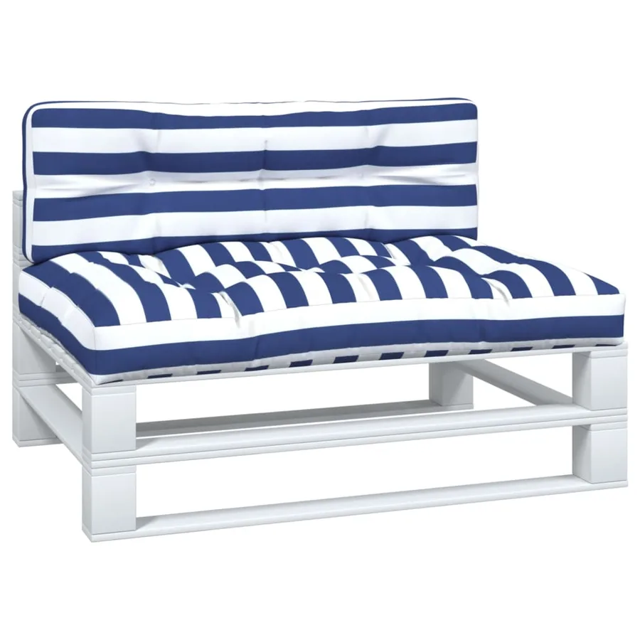 Coussins de palette lot de 2 rayures bleues/blanches tissu - 3