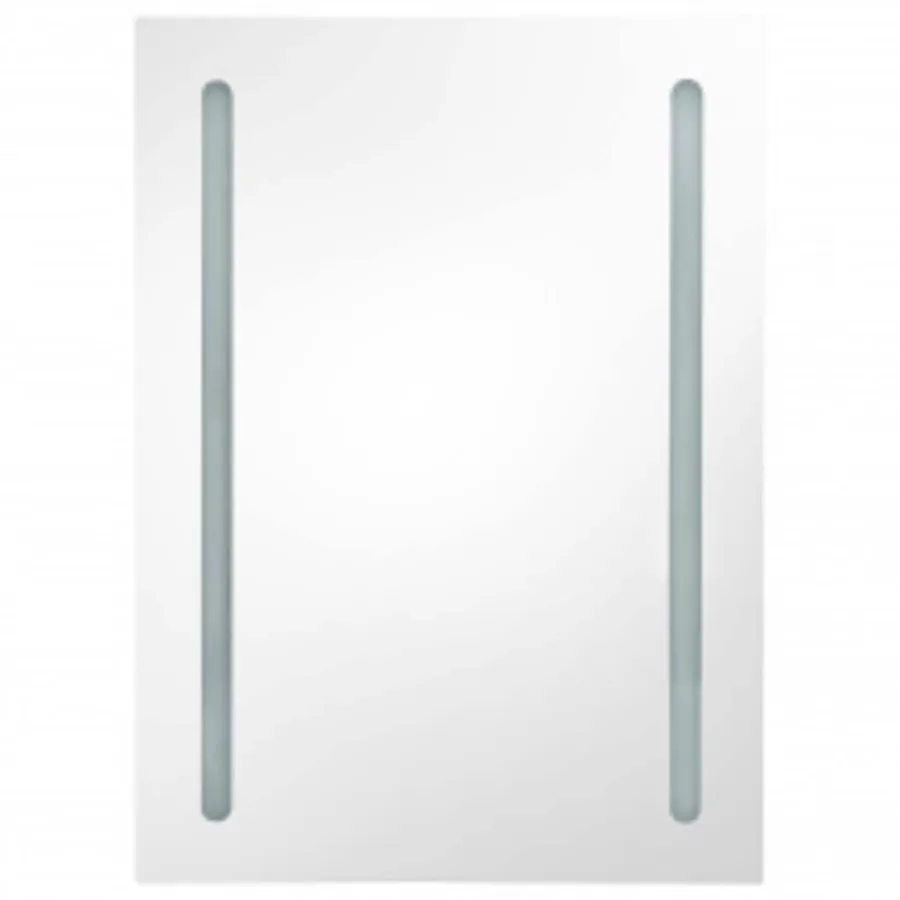 Armoire de salle de bain à miroir LED gris brillant 50x13x70 cm - 4