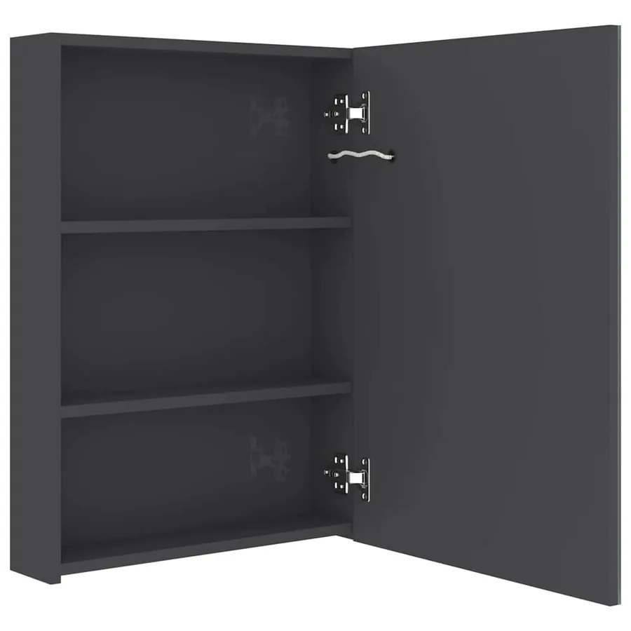 Armoire de salle de bain à miroir LED gris brillant 50x13x70 cm - 5