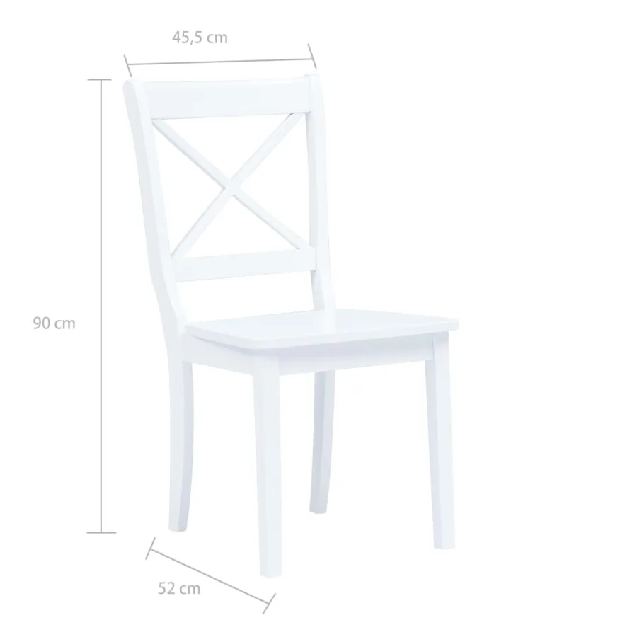 Ensemble de salle à manger 5 pcs Bois d'hévéa Blanc - 12