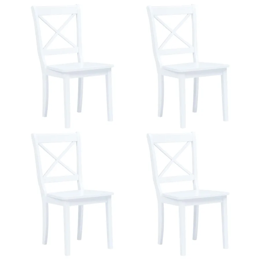 Ensemble de salle à manger 5 pcs Bois d'hévéa Blanc - 2
