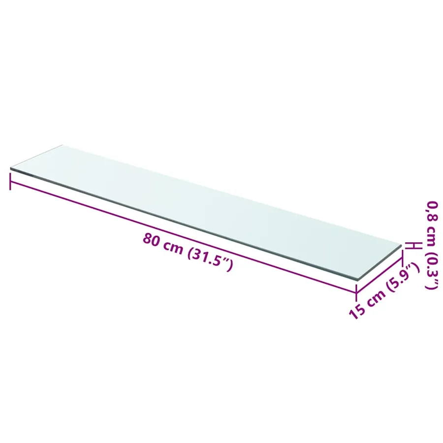 Panneaux d'étagère 2 pcs Verre Transparent 80 x 15 cm - 4