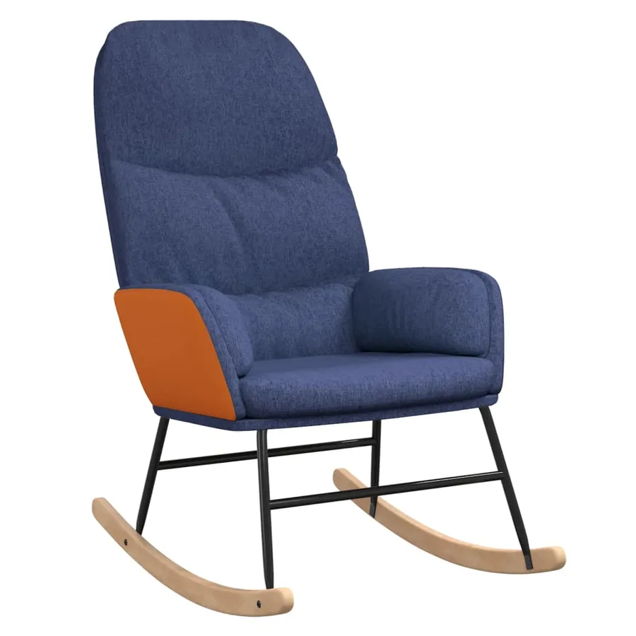 Chaise à bascule avec repose-pied Bleu Tissu - 6