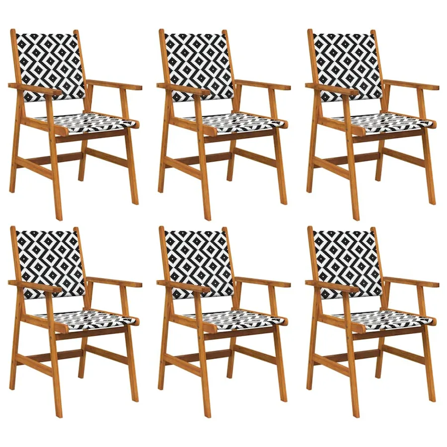 Chaises de jardin 6 pcs en bois d'acacia massif - 2
