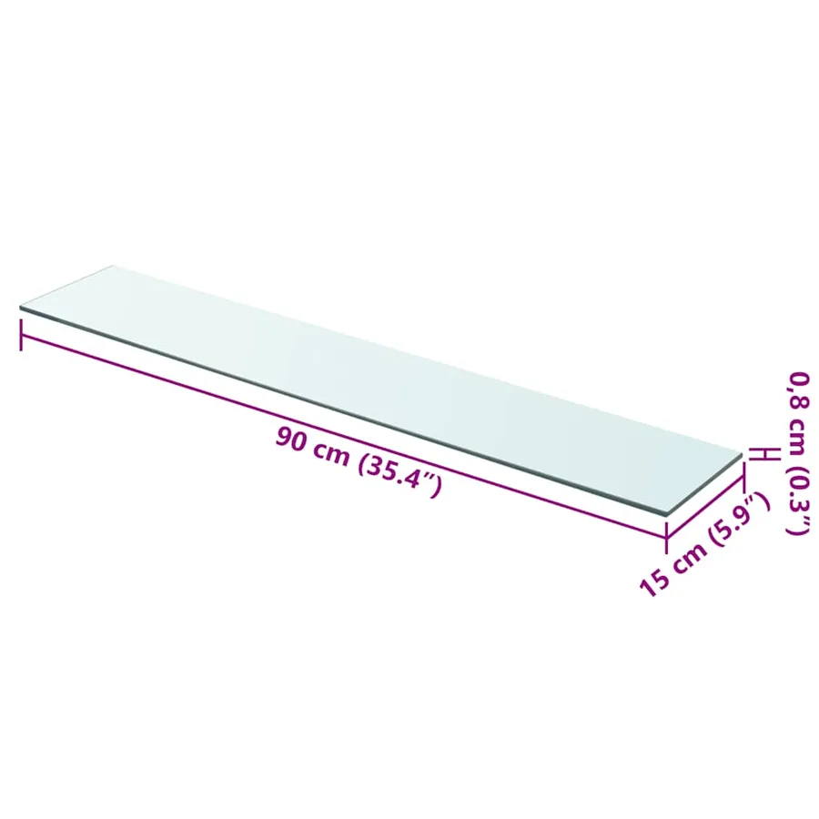 Panneaux d'étagère 2 pcs Verre Transparent 90 x 15 cm - 4