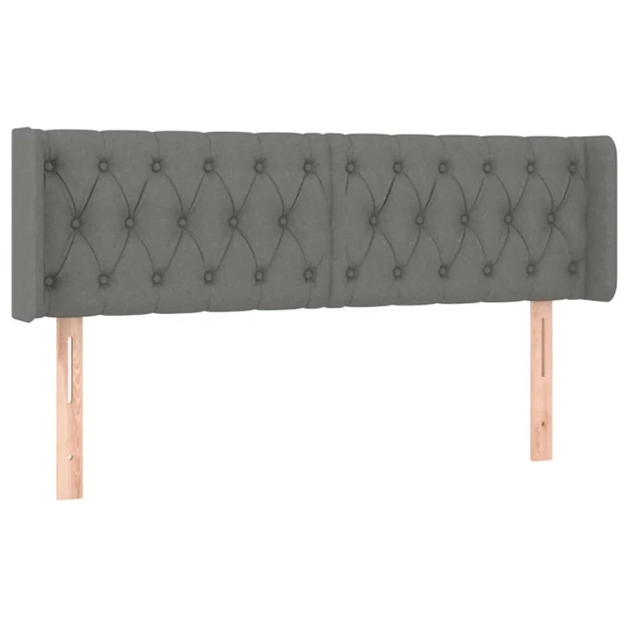 Tête de lit avec oreilles Gris foncé 163x16x78/88 cm Tissu - 2