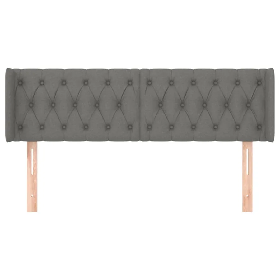 Tête de lit avec oreilles Gris foncé 163x16x78/88 cm Tissu - 3