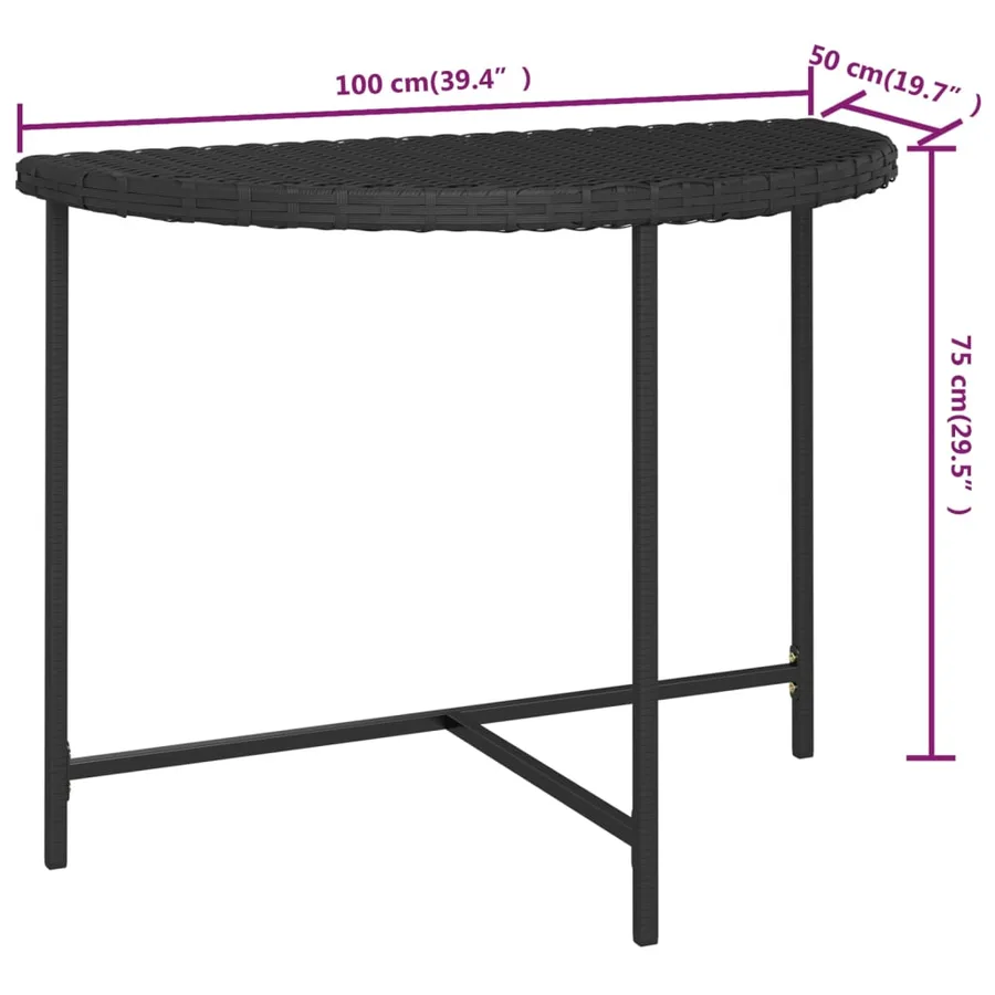 Table de jardin Noir 100x50x75 cm Résine tressée - 7