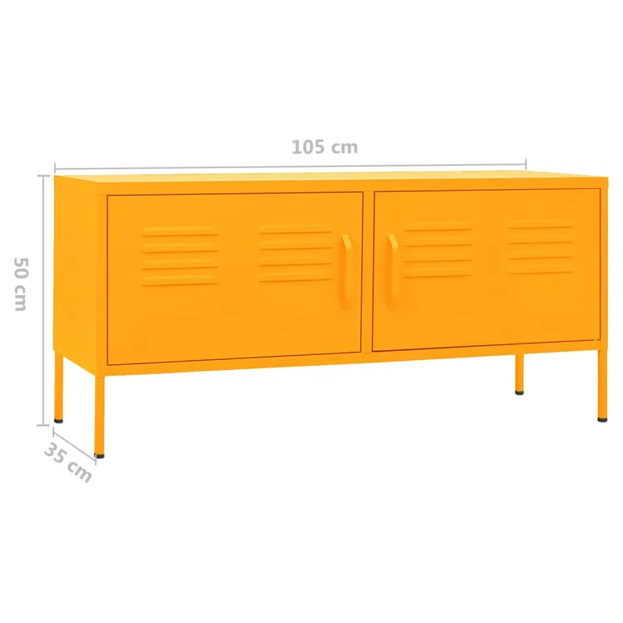 Meuble TV Jaune moutarde 105x35x50 cm Acier - 10