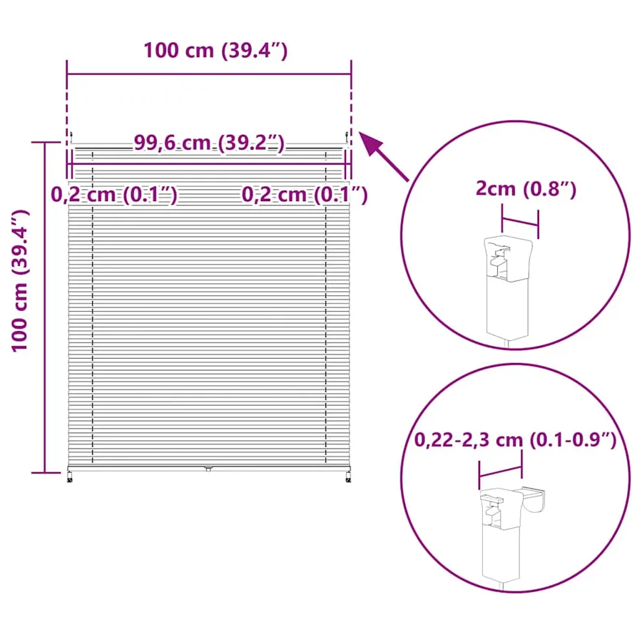 Store plissé 100x100 cm Blanc - 10