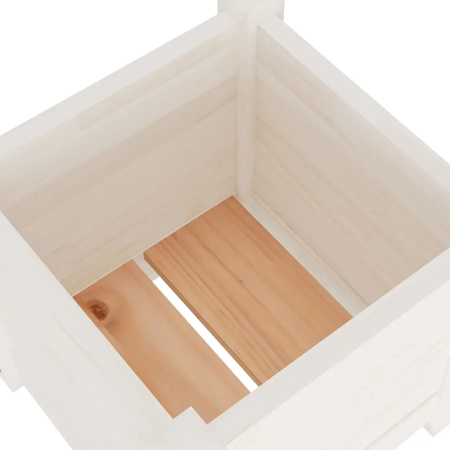 Jardinière d'extérieur Blanc 31x31x31 cm Bois de pin massif - 6