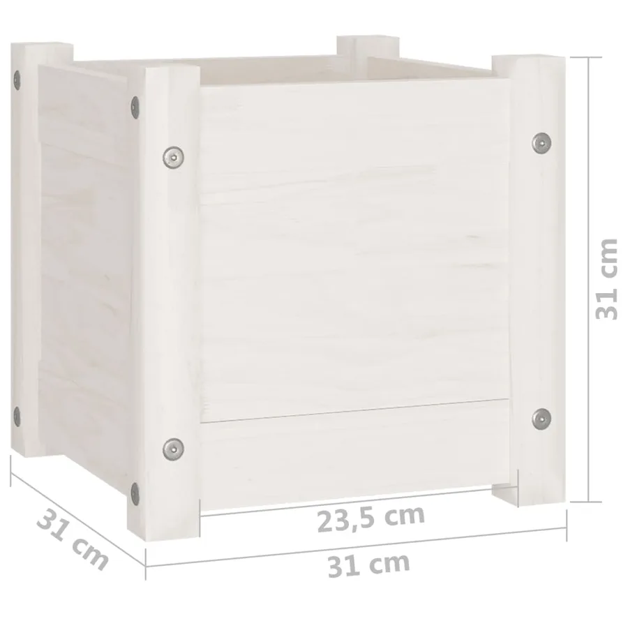 Jardinière d'extérieur Blanc 31x31x31 cm Bois de pin massif - 8