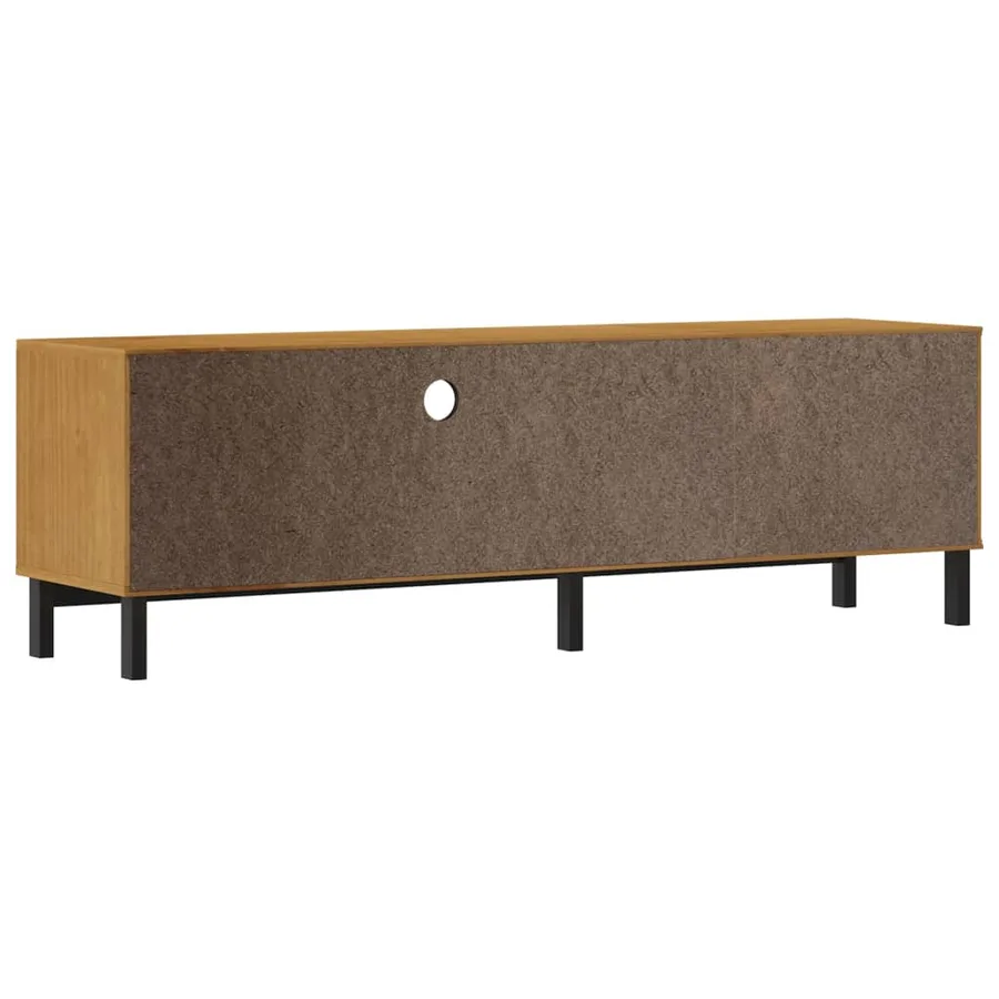 Meuble TV avec porte vitrée FLAM 158x40x50cm bois massif de pin - 7