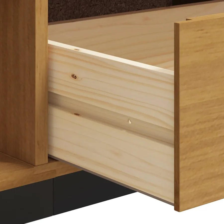 Meuble TV avec porte vitrée FLAM 158x40x50cm bois massif de pin - 8