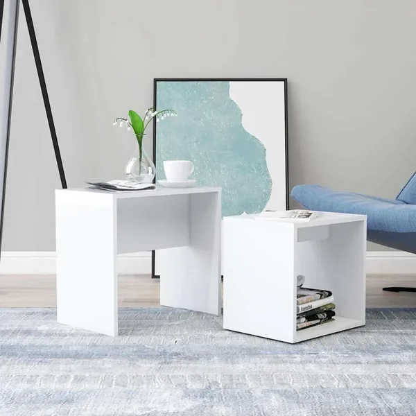 Ensemble de table basse Blanc 48x30x45 cm Bois d'ingénierie
