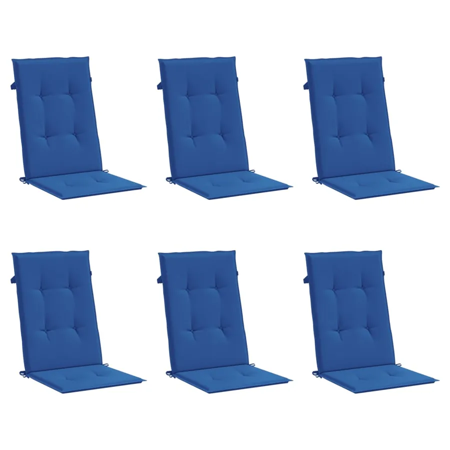 Coussins de chaise de jardin à dossier haut lot de 6 bleu royal - 2