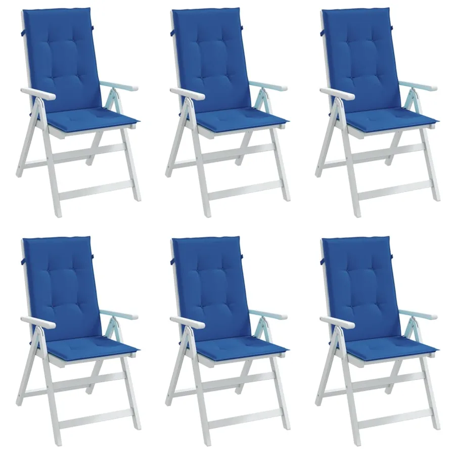 Coussins de chaise de jardin à dossier haut lot de 6 bleu royal - 3
