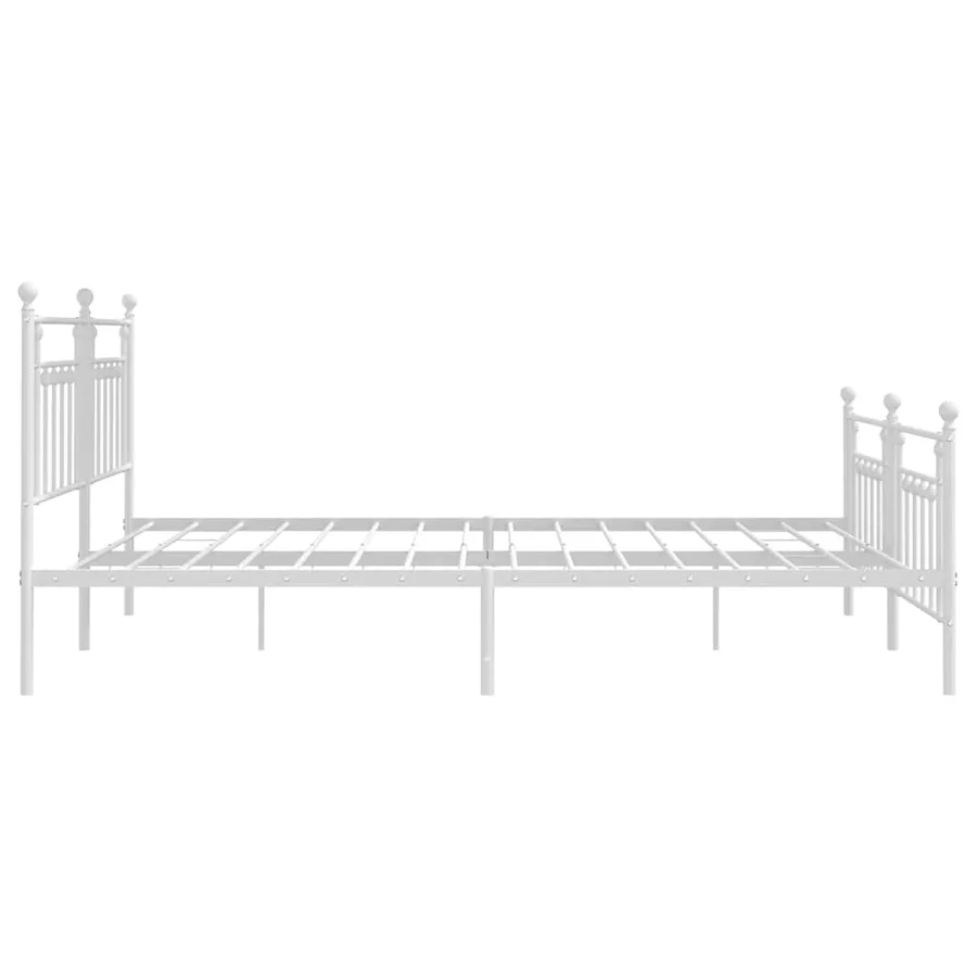 Cadre de lit métal sans matelas et pied de lit blanc 193x203 cm - 7