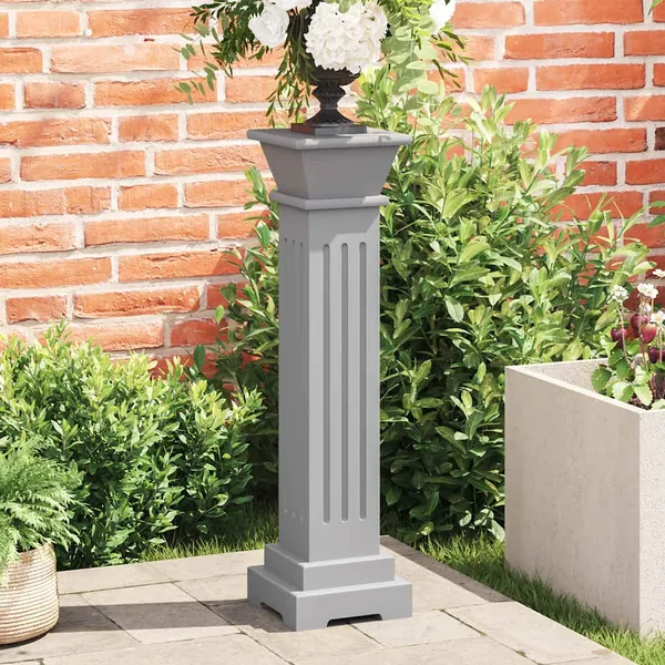 Support pilier classique carré pour plantes Gris 17x17x66cm MDF