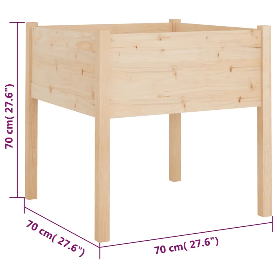 Jardinière d'extérieur 70x70x70 cm bois de pin massif - 7
