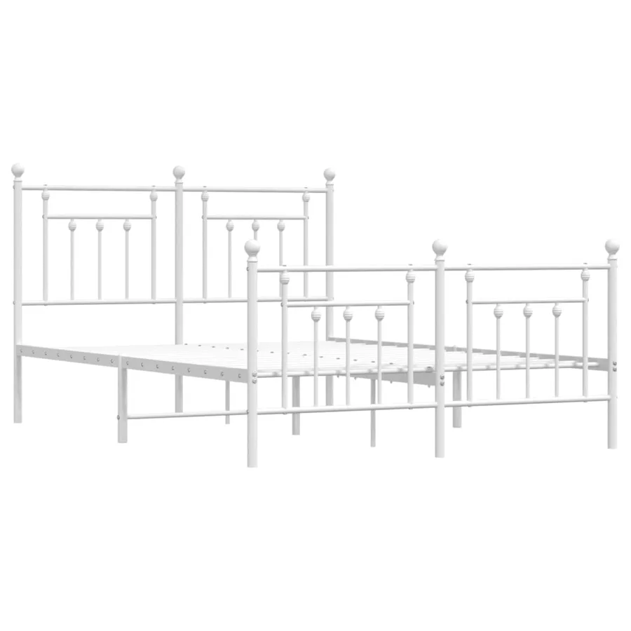 Cadre de lit métal sans matelas et pied de lit blanc 140x190 cm - 3