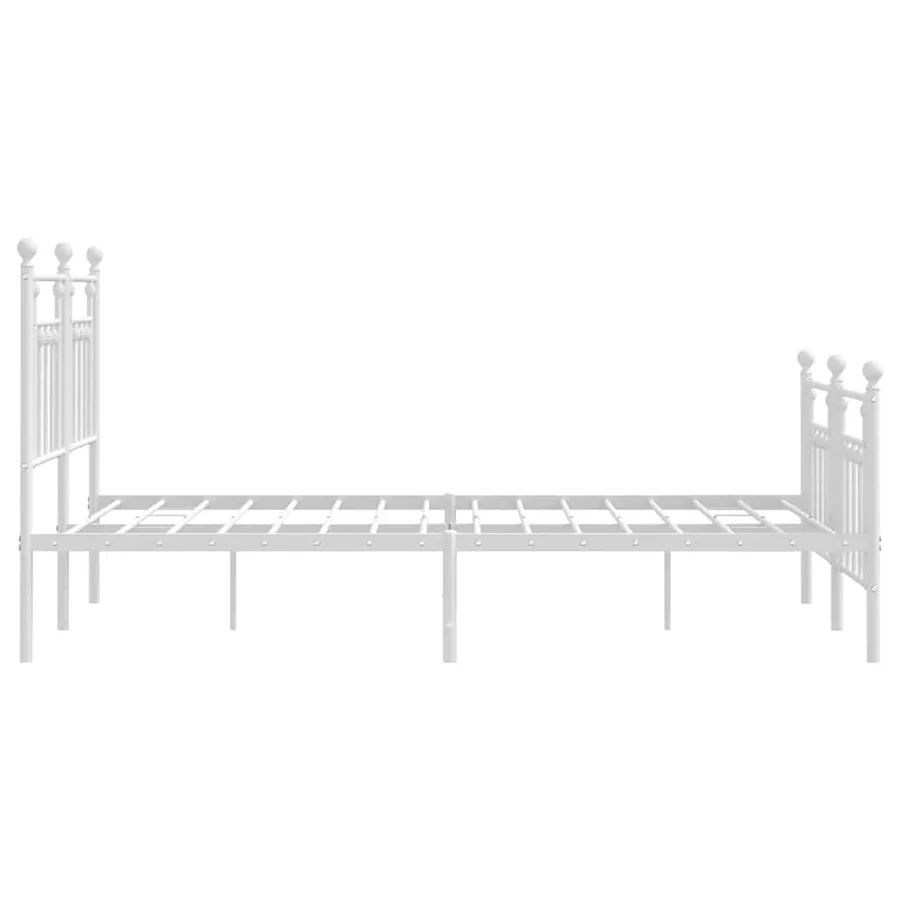 Cadre de lit métal sans matelas et pied de lit blanc 140x190 cm - 7