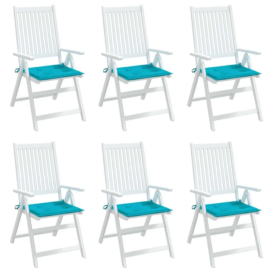Coussins de chaise de jardin lot de 6 turquoise 50x50x4cm tissu - 4