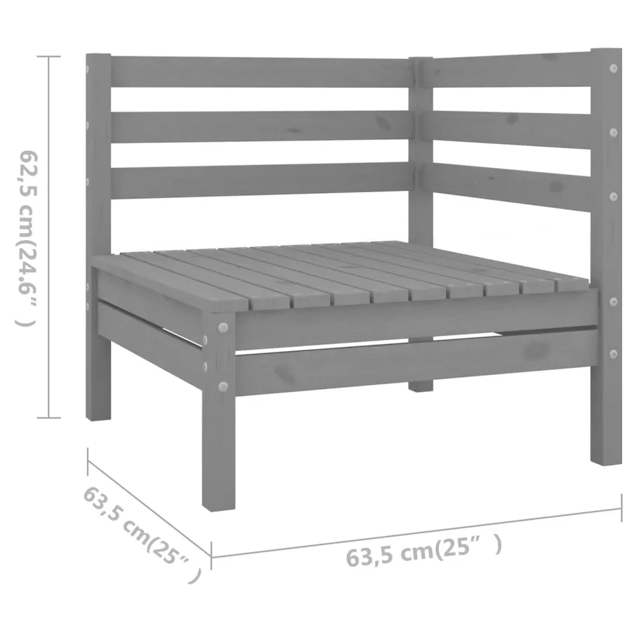 Salon de jardin 5 pcs Bois de pin massif Gris - 7