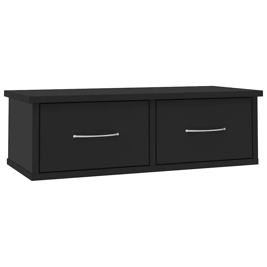 Étagère murale avec tiroirs noir 60x26x18,5cm Bois d'ingénierie - 2