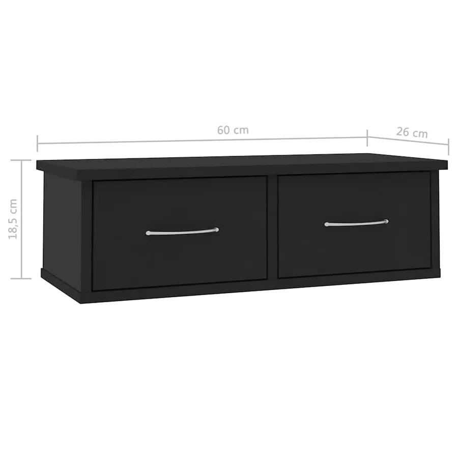 Étagère murale avec tiroirs noir 60x26x18,5cm Bois d'ingénierie - 7