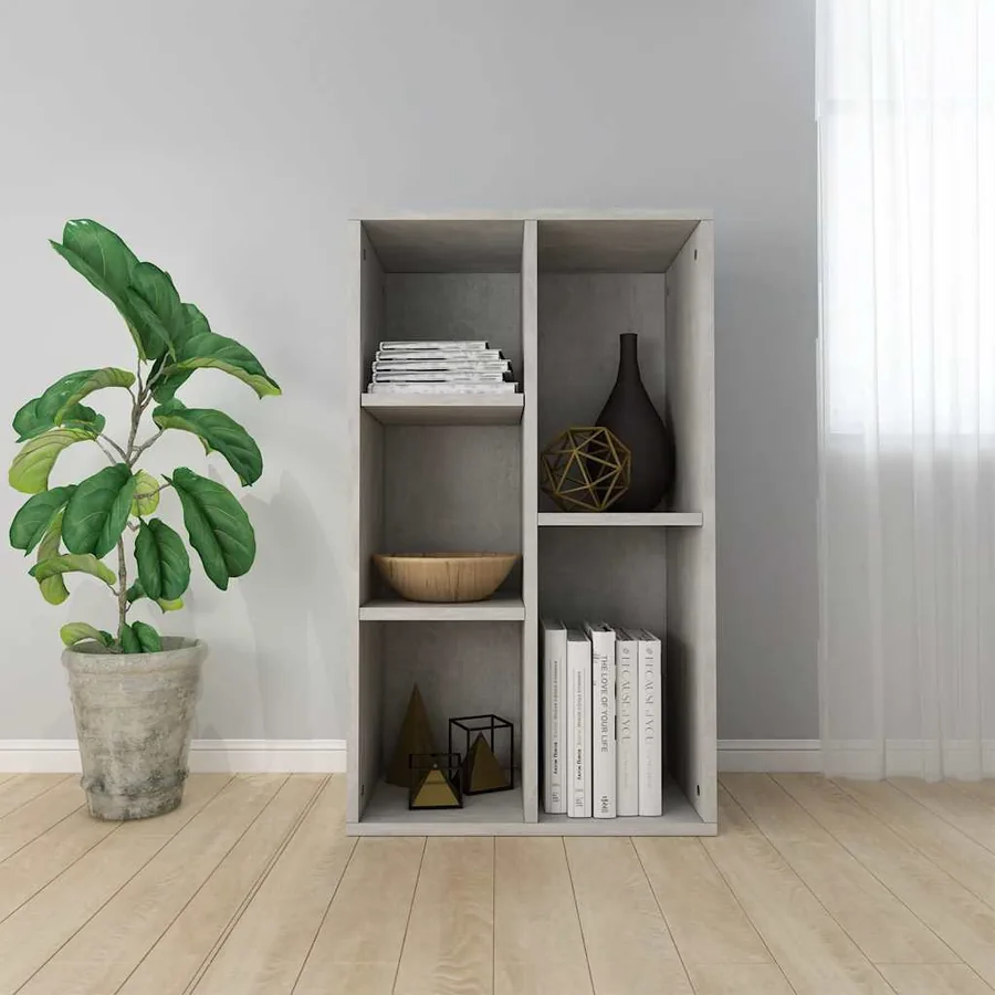 Bibliothèque/Buffet Gris béton 50x25x80 cm Bois d’ingénierie