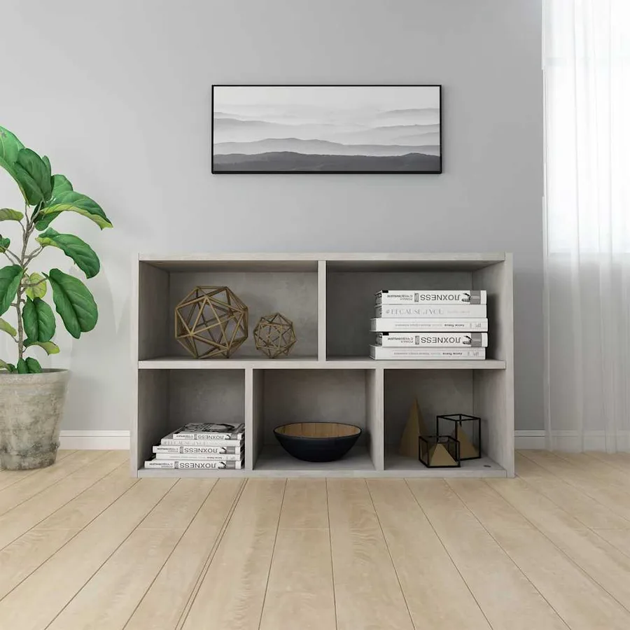 Bibliothèque/Buffet Gris béton 50x25x80 cm Bois d’ingénierie - 6