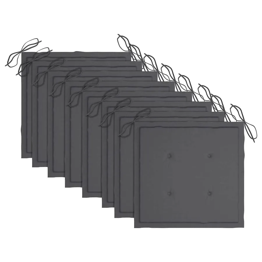 Chaises de jardin avec coussins anthracite lot de 8 Teck massif - 6