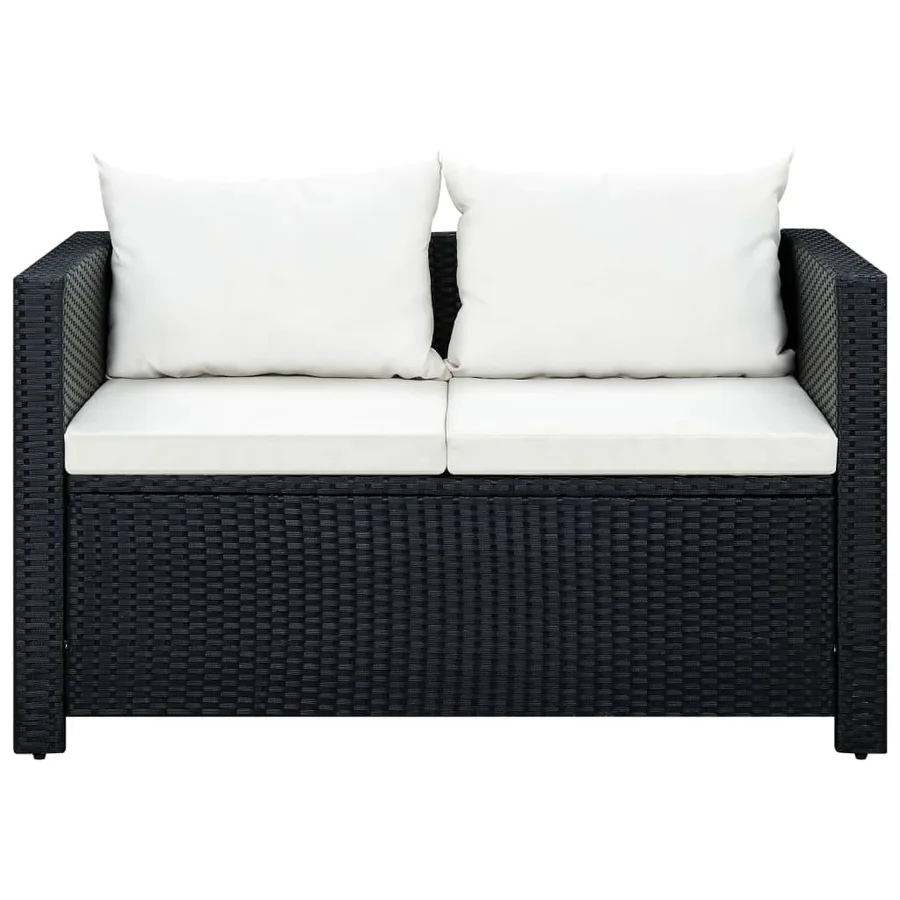 Salon de jardin 3 pcs avec coussins Résine tressée Noir - 3