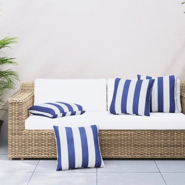 Coussins décoratifs lot de 4 bleu et blanc 40x40 cm tissu