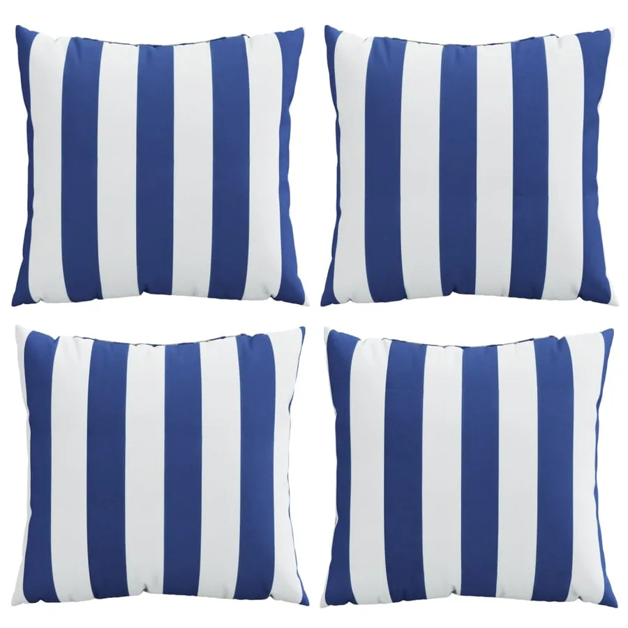 Coussins décoratifs lot de 4 bleu et blanc 40x40 cm tissu - 4