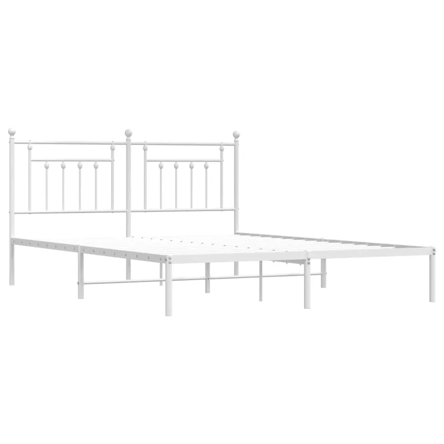 Cadre de lit métal sans matelas et tête de lit blanc 160x200 cm - 3