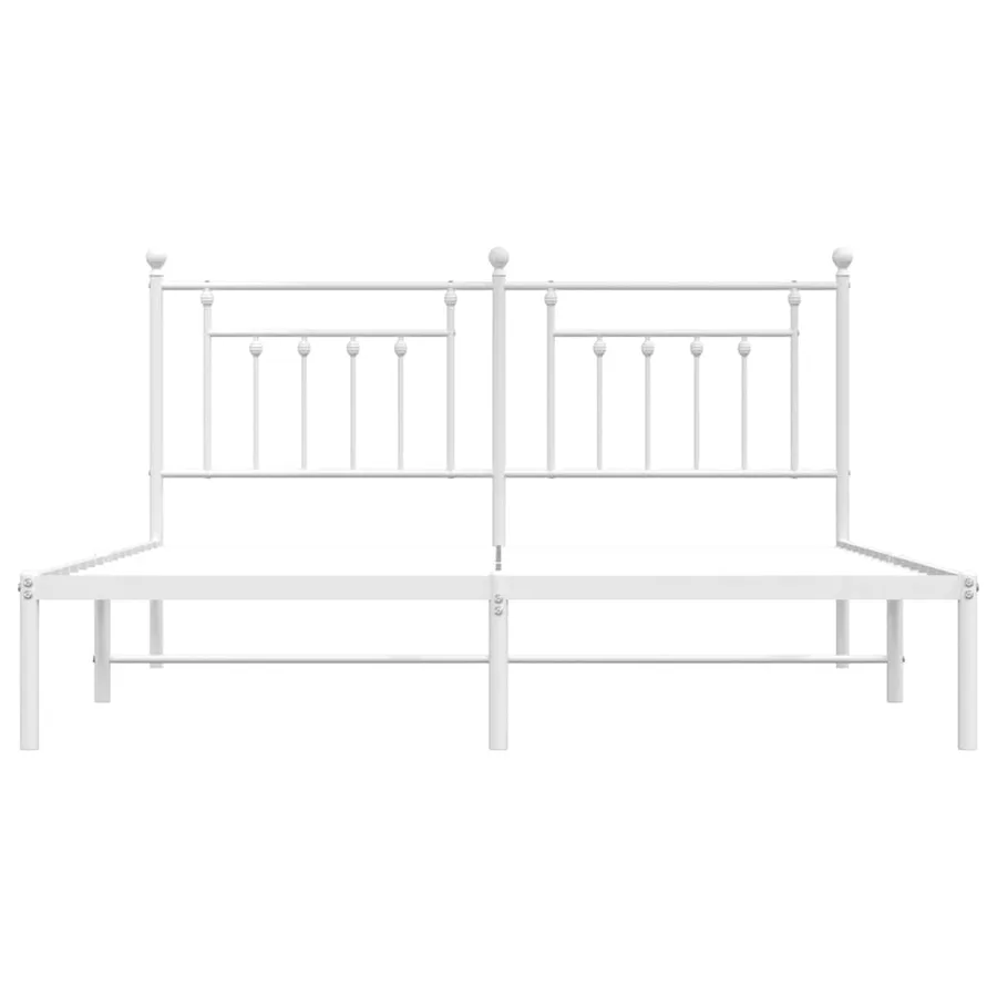 Cadre de lit métal sans matelas et tête de lit blanc 160x200 cm - 6