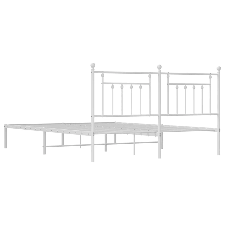 Cadre de lit métal sans matelas et tête de lit blanc 160x200 cm - 8
