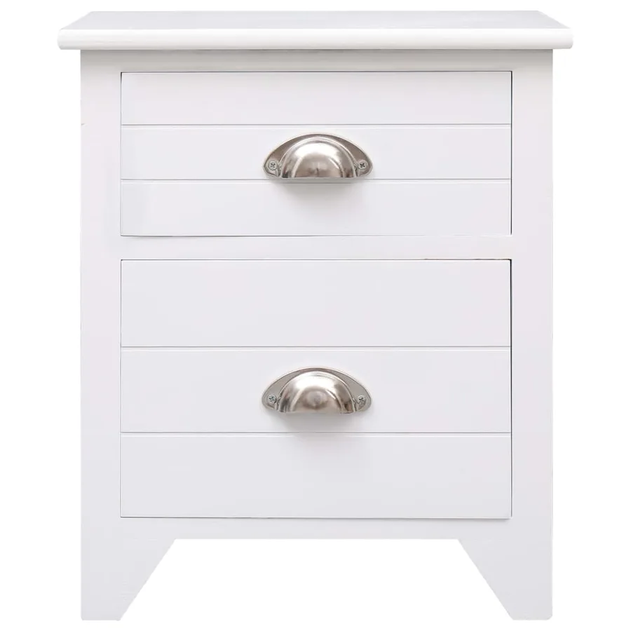 Table de chevet Blanc 38x28x45 cm Bois de Paulownia - 2