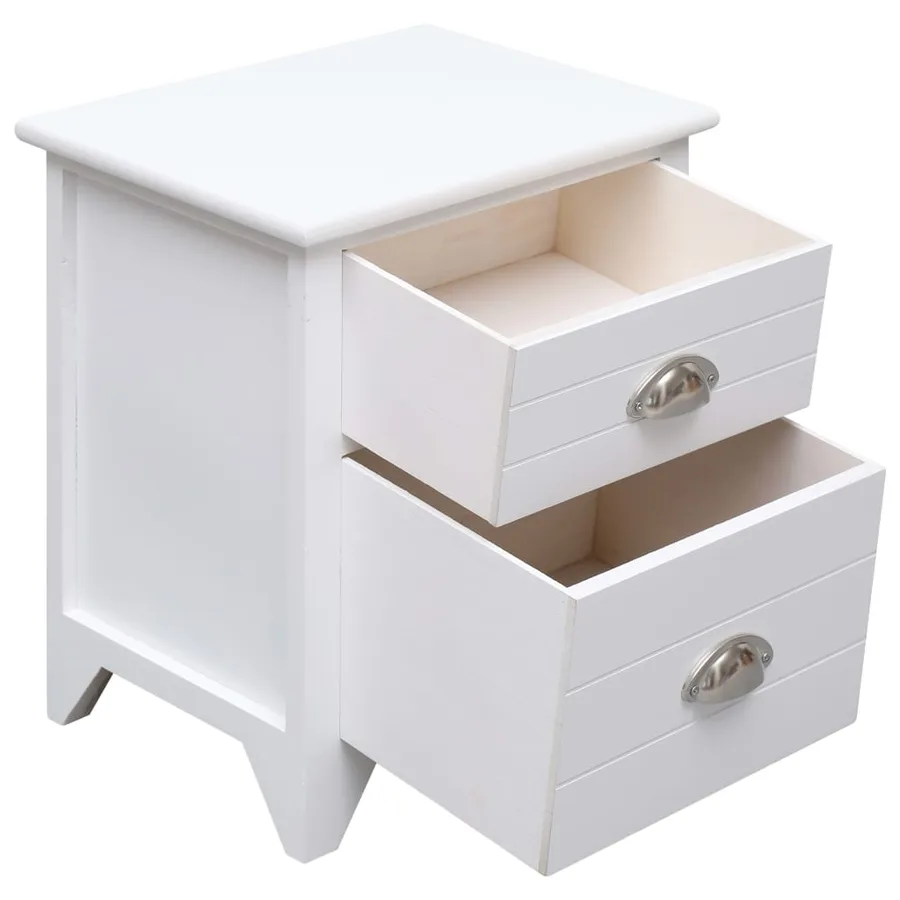 Table de chevet Blanc 38x28x45 cm Bois de Paulownia - 3