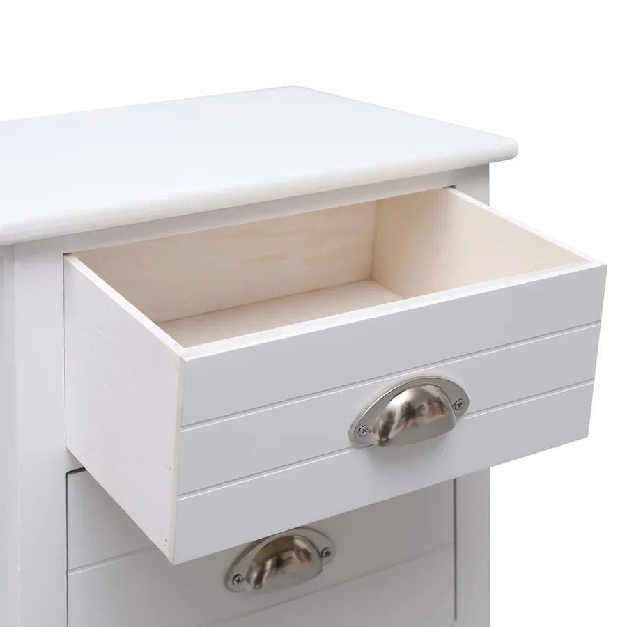 Table de chevet Blanc 38x28x45 cm Bois de Paulownia - 5