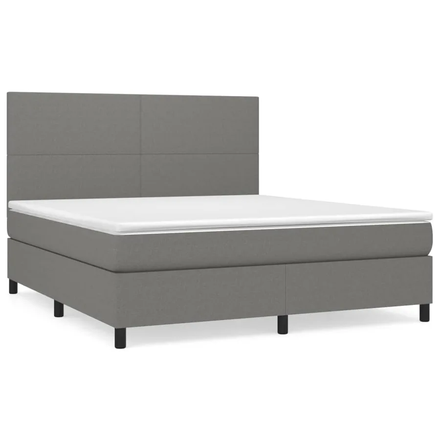 Sommier à lattes de lit avec matelas Gris foncé 160x200cm Tissu - 2