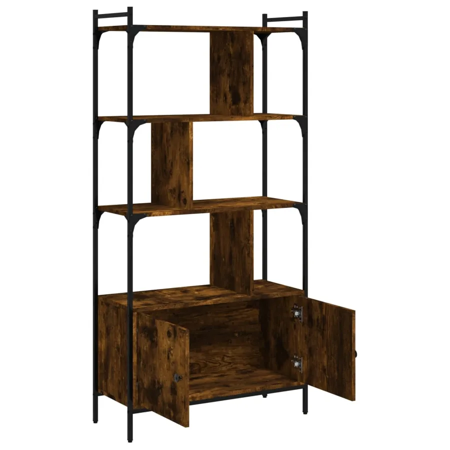 Bibliothèque avec portes chêne fumé 76,5x30x154,5 cm - 4