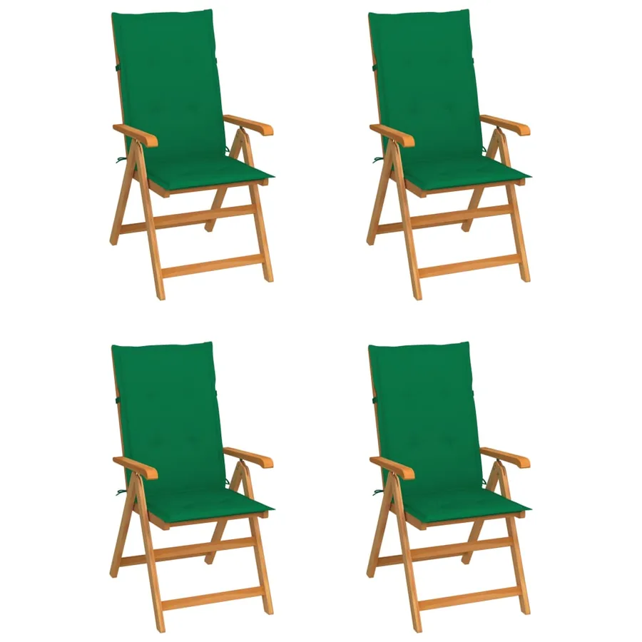 Chaises de jardin lot de 4 avec coussins rouge Bois teck massif - 12