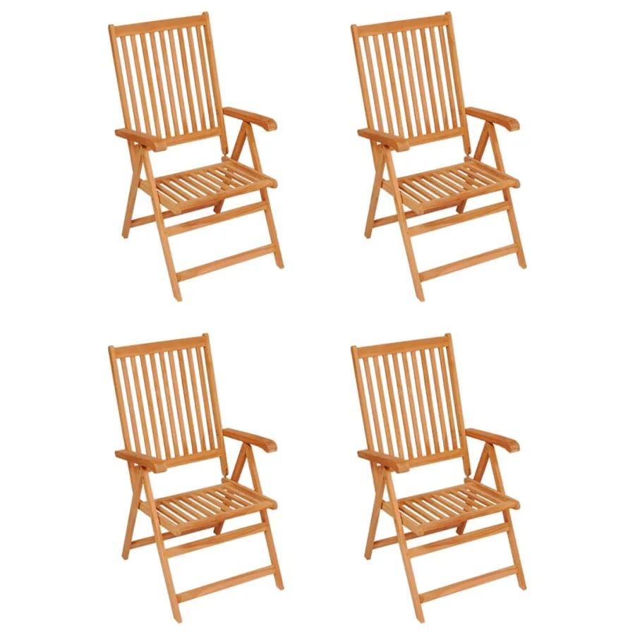 Chaises de jardin lot de 4 avec coussins rouge Bois teck massif - 2